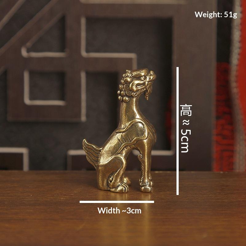 Brass Small Statue Desktop Ornament Chinese Mythical Beast Figurines Retro Home Feng Shui Decorations Crafts