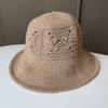 Woven Hollow Breathable Bucket Hat Summer New Sunscreen Sunshade Basin Hat Women Travel Versatile Bucket Hat