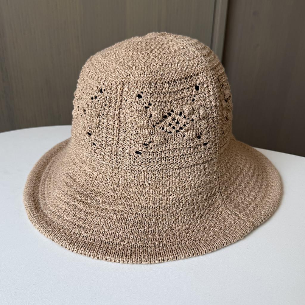 Woven Hollow Breathable Bucket Hat Summer New Sunscreen Sunshade Basin Hat Women Travel Versatile Bucket Hat