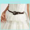 Ethnic Style Solid Color Oval Metal Buckle Decoration Suede Women Casual Belt For Retro Style