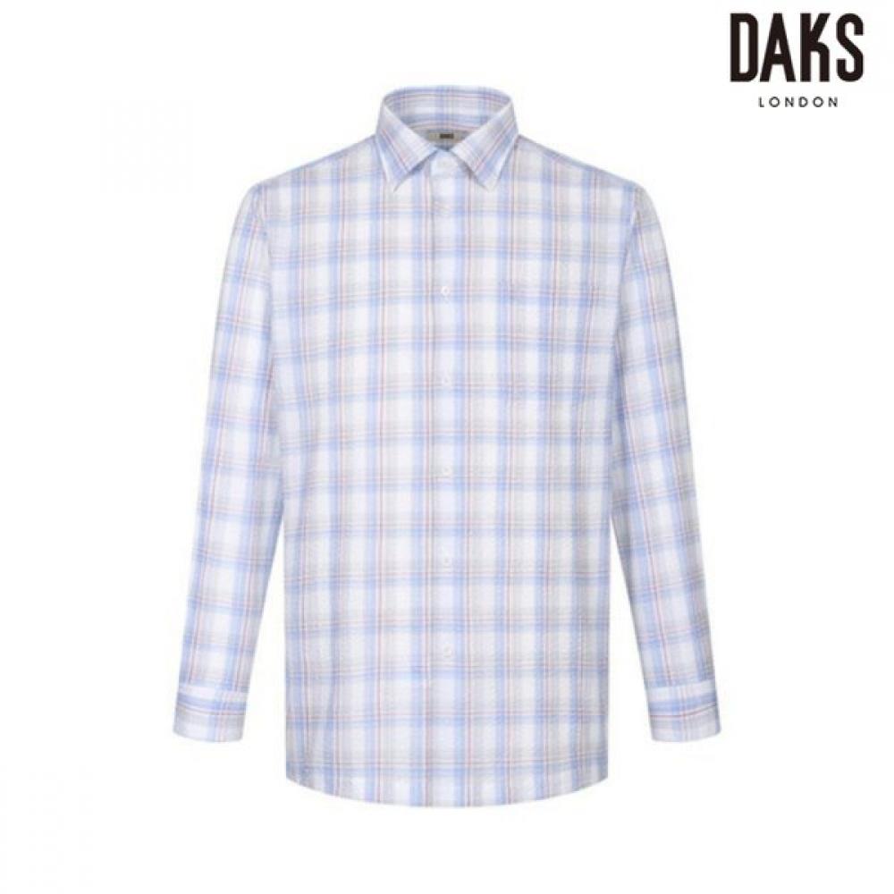 

DakS Men S SeerSucker Medium Check Regular Fit caSual Shirt dmS1Shcl111a1 white-blue/95