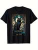 Mystical for Cat Graphic T-Shirt for Cat Lovers - Unisex 100% Black Tee XIII The Hierophant & for Ca
