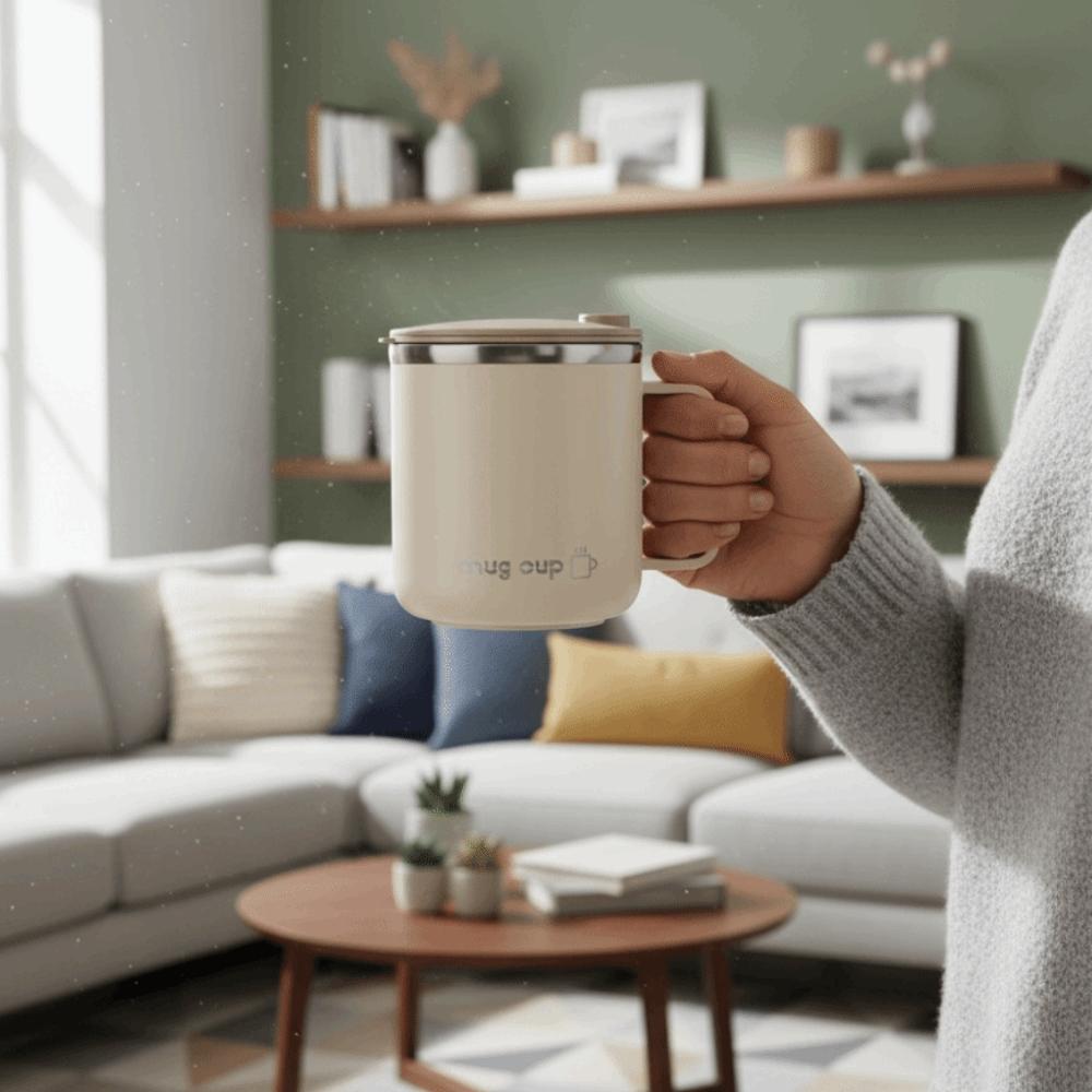 Portable 304 Stainless Steel Insulated Coffee Mug Sliding Cover Design 400 ML Drinking Cup Double Wall Sealed Tumbler Adult