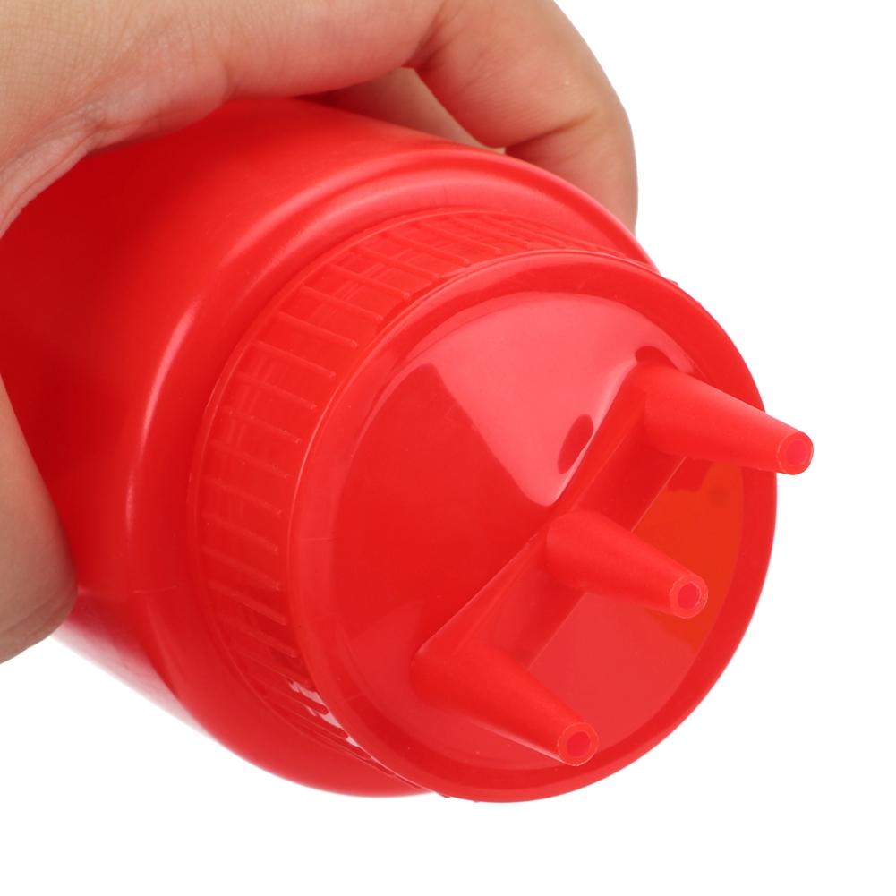 3 Stück 3-Loch Quetsch-Gewürzflasche mit Deckel für Salatdressing, Saucen, Ketchup