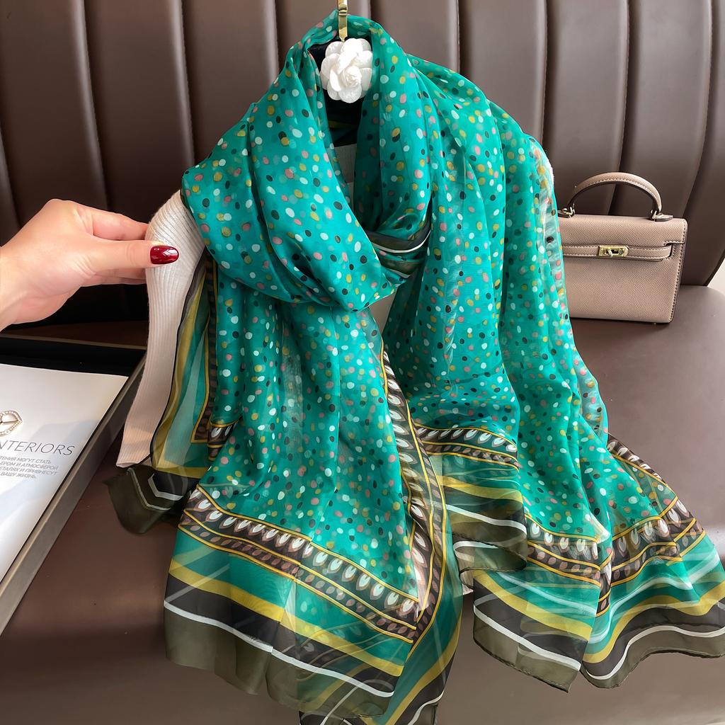 NEW Elegance Scarf Spring Summer Women Beach Sunscreen Fashion Soft Shawl High Quality Silk Lady Popular Print Scarves Hijab