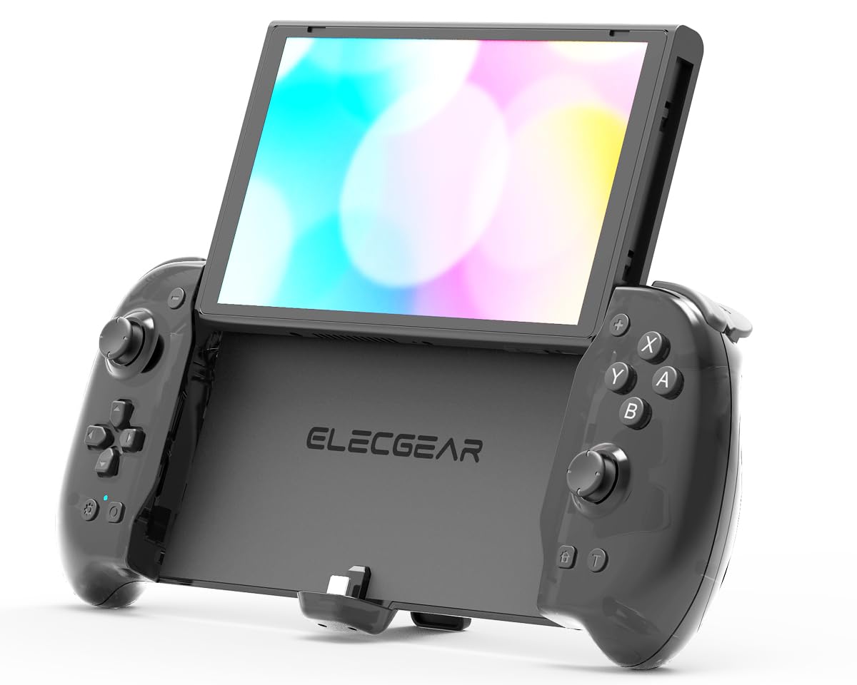 

ElecGear extended grip controller and organic EL model integrated handheld mode with rear gyro sensor HD kickstand and game card storage [Switch