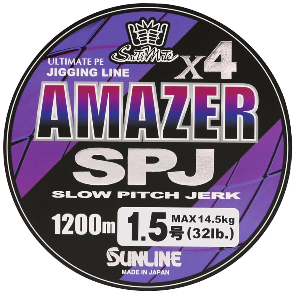 

SUNLINE PE Saltimate Amazer x4 SPJ Amazer Slow Pitch Multicolor Size 4-Strand Line, (Saltimate Jerk), 1200m, 5-Color (with Markings), 1.5