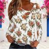 Women Plus Size White Floral Printed Asymmetric Cutout Cold Shoulder Long Sleeve Fitted Blouse