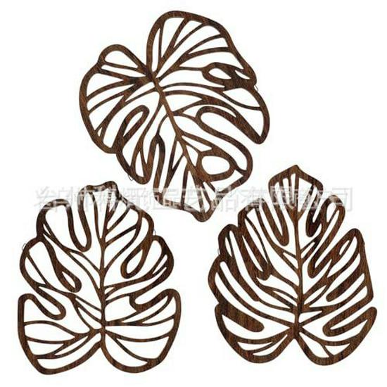 Vintage Holz-Palmenblatt Hängeplakette für tropikalische Wanddekoration im Badezimmer oder Wohnzimmer