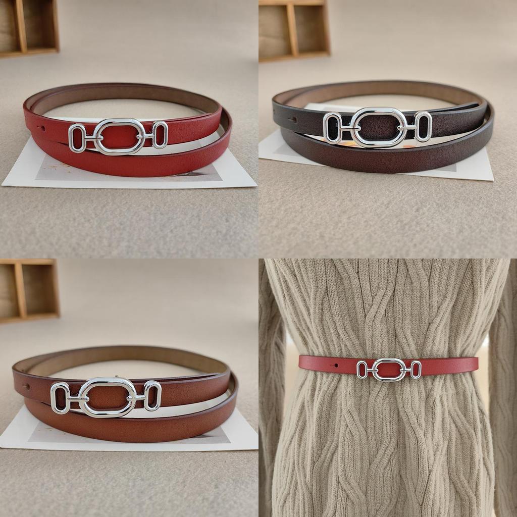 Genuine Twolayer Leather Belt For Women With Metal Buckle Suitable For Shirts And Skirts