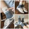 Women's Autumn-Winter Mid-Calf Cartoon Puppy Socks, Korean and Japanese Style, Color Block, Striped, Cute, Warm, Boneless.