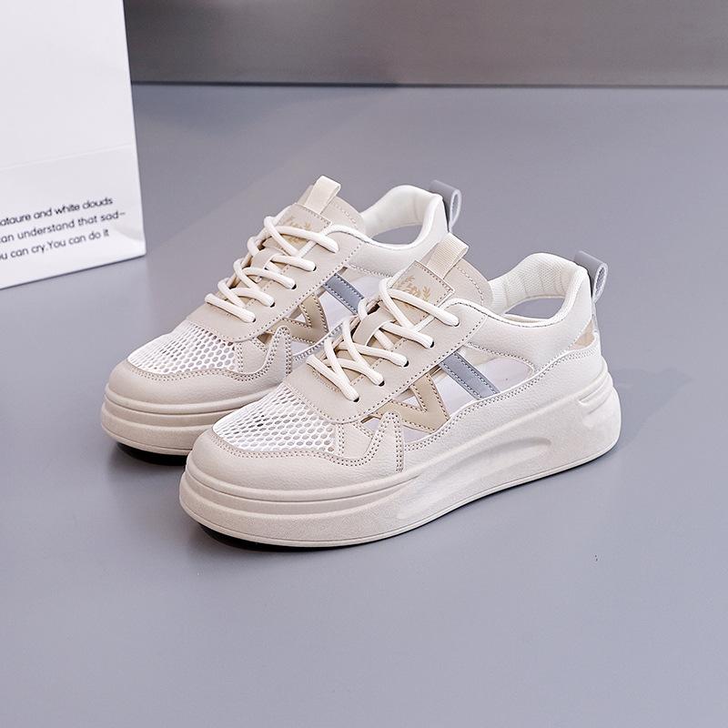 

Дышащая повседневная обувь для женщин летом, увеличивающая рост обувь с полыми бортами, дышащая обувь, модная белая обувь 40 хаки