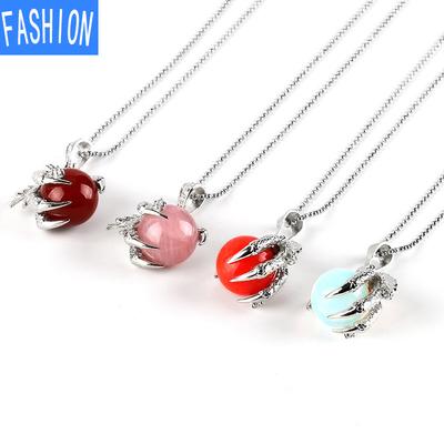 Natural Crystal Stone Dragon Claw And Pendant Ball Quartz Women'S Yoga Gothic Necklace