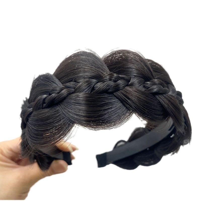 Braided Headband with Fishbone Fill, Women's New Style, Luxurious Feel, Human Hair Look, Crown-Height Boost, Gourd Braid, Handmade Woven Design.