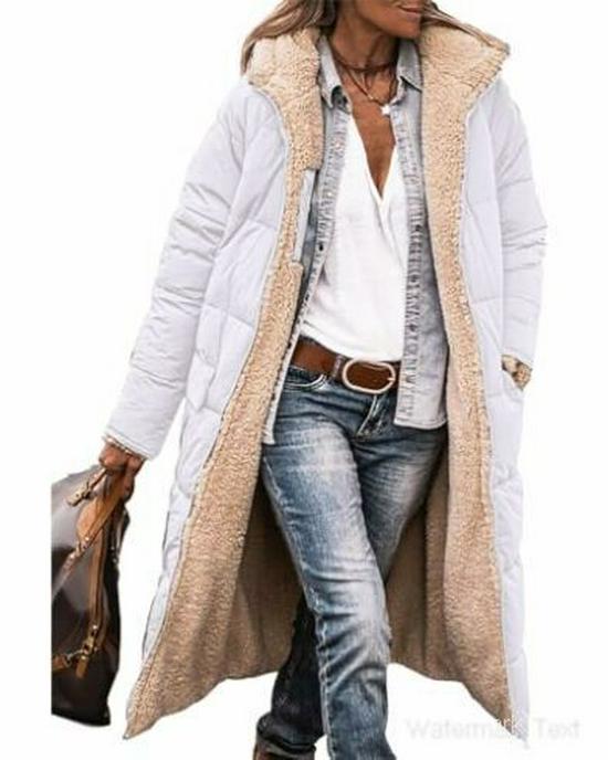 Solid Color Hooded Cotton Double-Sided Slim Fit Cardigan Coat with Long Sleeves