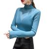 Lace Base Shirt Women's Long Sleeved Mesh Inner Top High Neck T-shirt Gauze Jacket