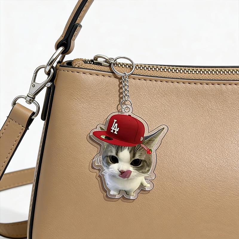 1PC Acrylic Design Keychain Marker Creativity Pendant Fun Party Gift DIY Decoration Cat Keychain Clear