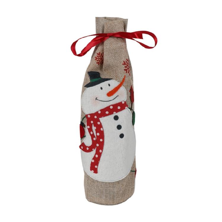 

Kawaii Christmas Wine Bottle Covers Santa Claus Snowman Pattern Design for Party