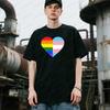 Funny Men LGBT Rainbow and Transgender Flag Heart Cotton Graphic T Shirts Casual Short Sleeve TShirt Printing Tees Clothing