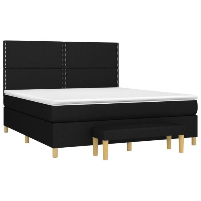 3137087 vidaXL Divan-lit Tapissier Avec Matelas Noir 160x200 Cm Tissu