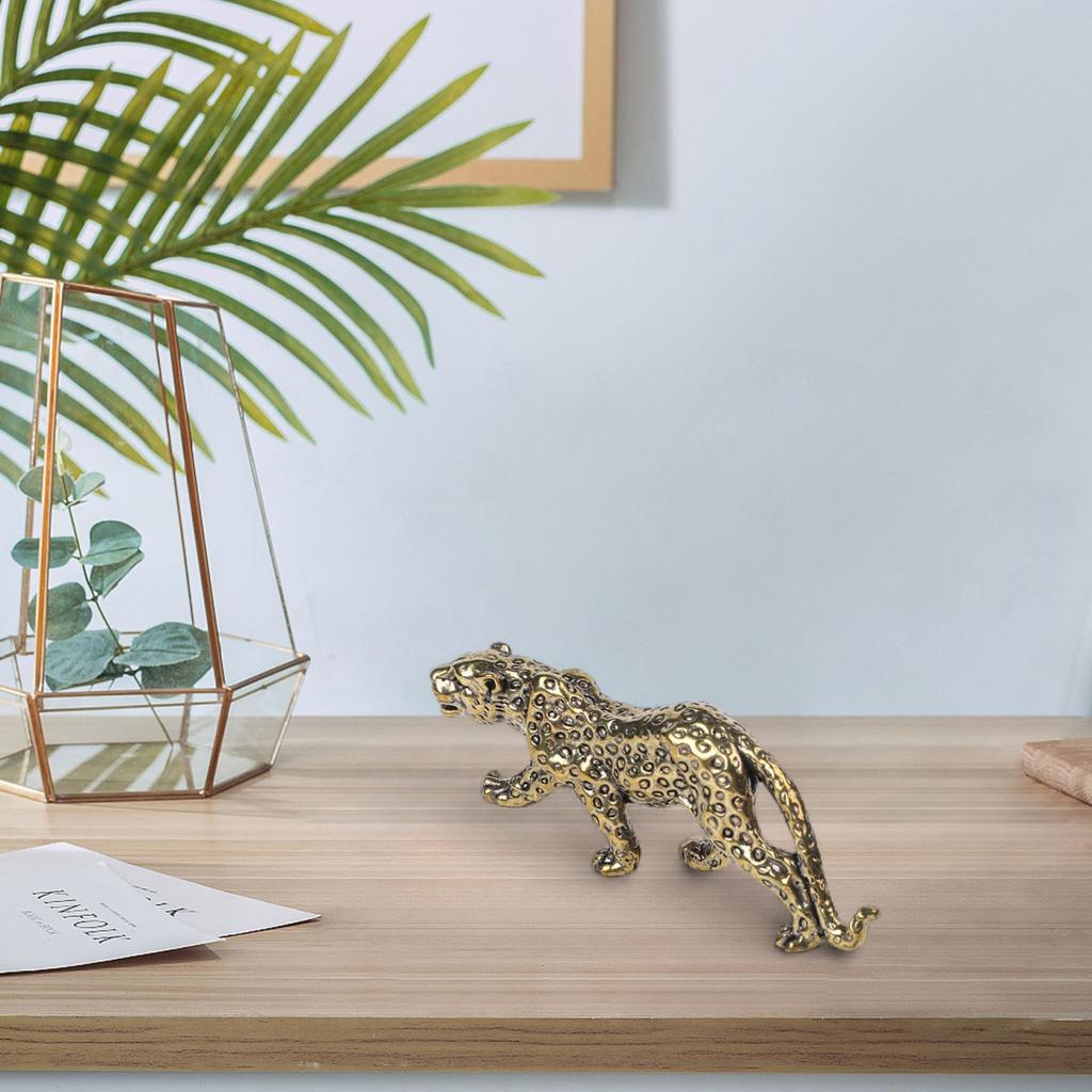 Viel Glück Figur Tierdekor Skulptur Messing Leopard Statue Kompakte Größe