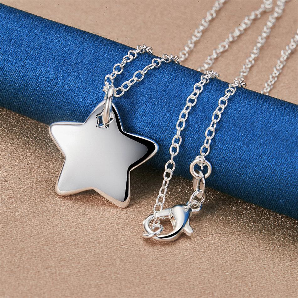 925 Sterling Silver 16-30 Inch Sparkling Star Pendant Necklace for Women's Fashion Wedding Jewelry Accessories