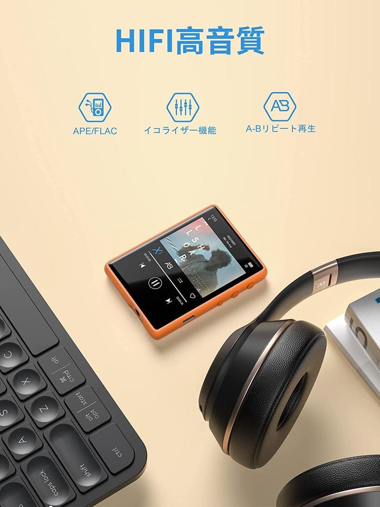 MECHEN MP3 Bluetooth Digitaler Audio Mini-Musikplayer mit 32 GB erweiterbar auf HIFI FM und Fotoanzeige TELEC Einfache japanische Bedienungsanleitung Orange
