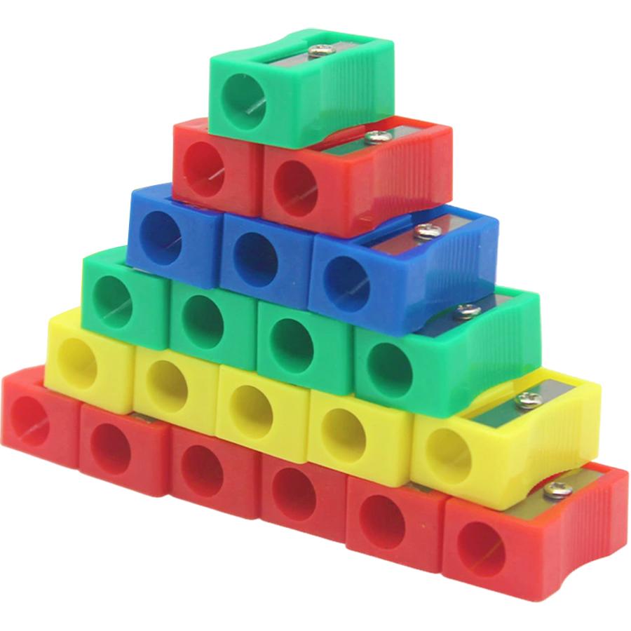 30/60pcs 2.5cm Mini Color Pencil Sharpener Curved Anti-slip Design Plastic Square Pencil Sharpener School Reward Stationery