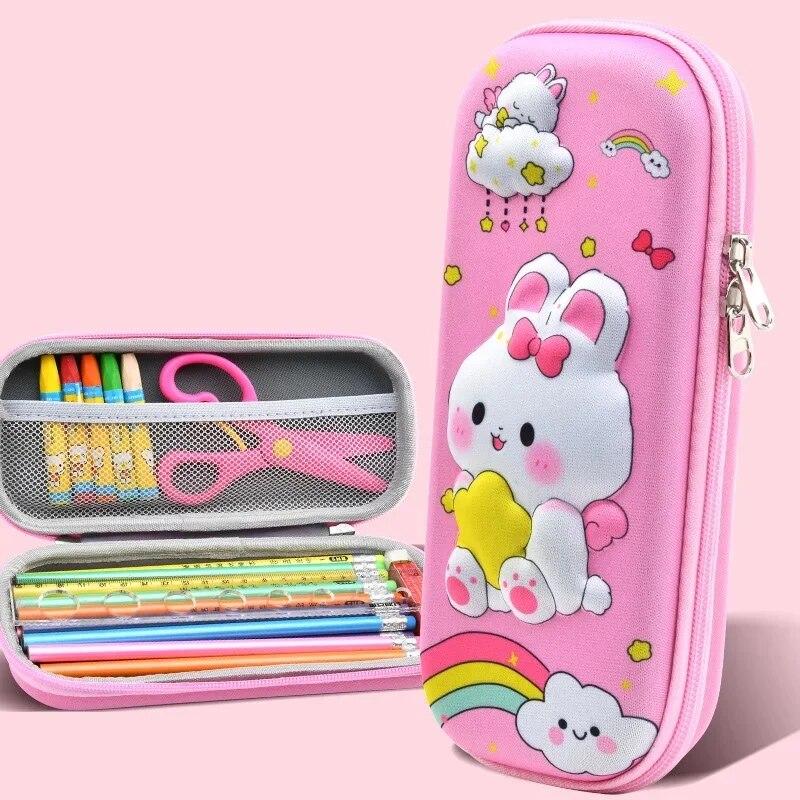 Cartoon 3D Pencil Case Kawaii Large Capacity Waterproof Pen Bag Stationery Storage Box for School Supplies