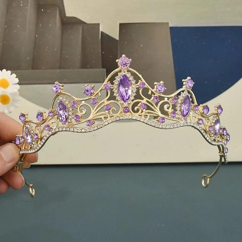 Baroque Luxury Princess Wedding Rhinestone Tiara Hair Crown Elegant Crystal Bridal Headpiece Stage Performance Hair Accessory