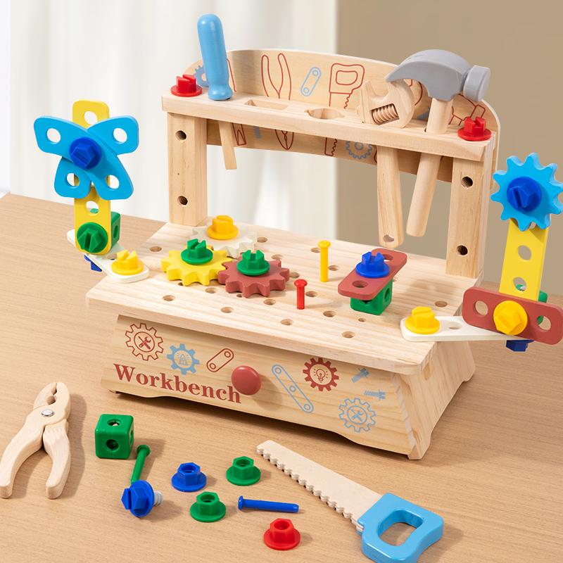 

Wooden Workbench With Nuts And Bolts Set - Educational Toy For Children Promoting STEM Learning And Fine Motor Skill Development