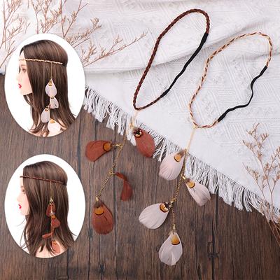 Vintage Pfauenfeder Kopfschmuck Geflochtenes Seil Stirnband Haarband Damen Boho Feder Kopfschmuck Indischer Kopfschmuck Haarschmuck