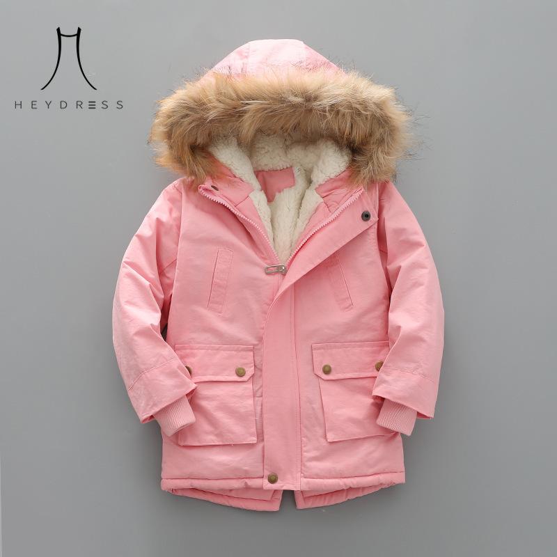 Children Wear Velvet Thickened Cotton Coat Winter New Fashion Hooded Coat Children Cotton Coat