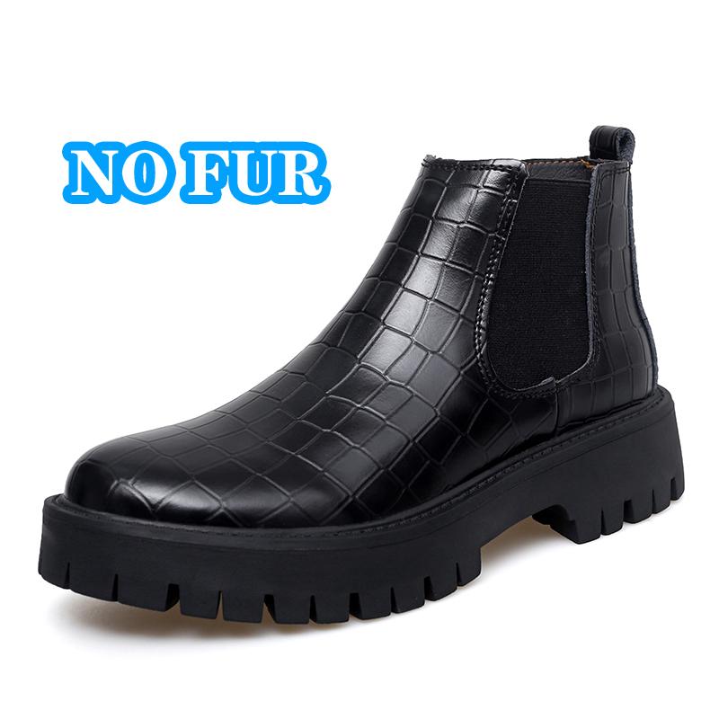 Mode Herren Klassische Retro Chelsea Boots Mode Lässige Leder Stiefeletten Britischer Stil Herren Kurze Schuhe Herren Winter Plüsch Schneestiefel