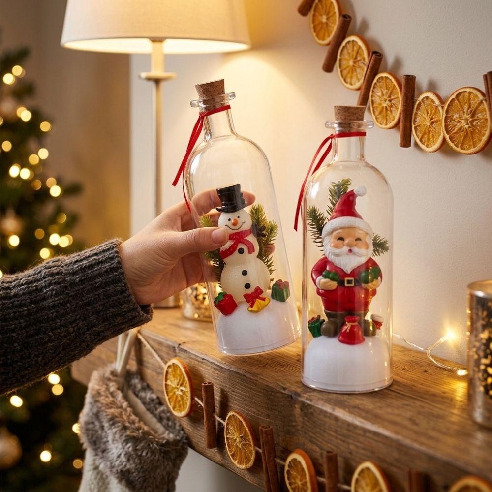 Nostalgic Santa Snowman Voice-Record Bottle Christmas Message Bottle Gift Window Display