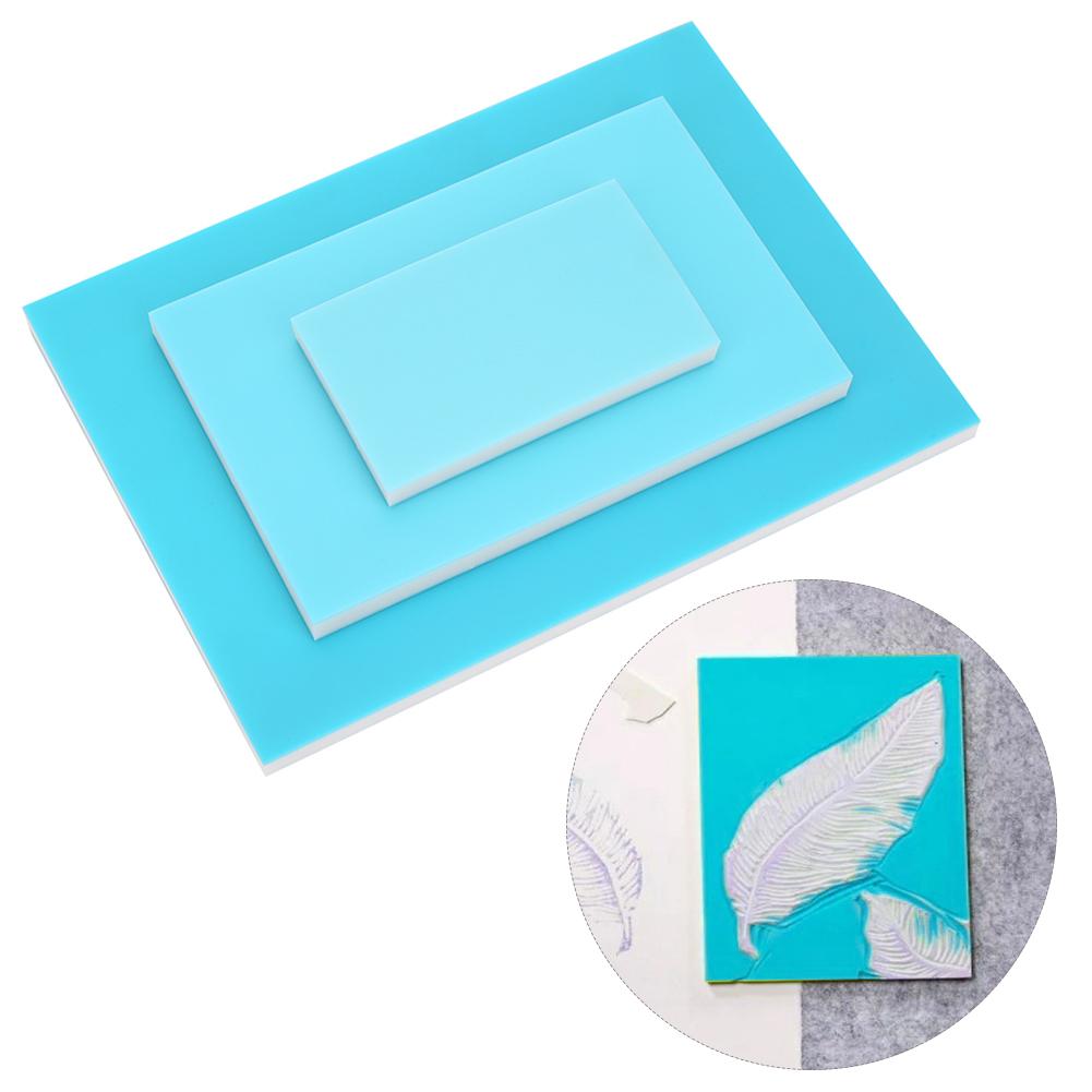 Trojvrstvý gumový blok pro razítkování, gravírování, vyřezávání, PVC gumový blok modrý bílý modrý