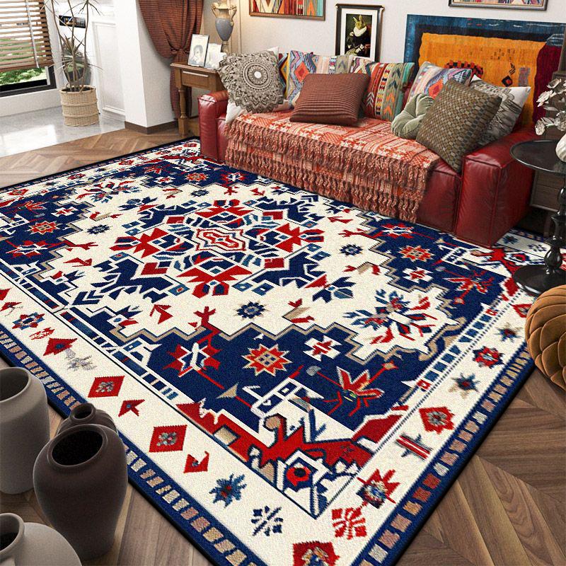 Retro American Style Persia Carpet Living Room Decoration Coffee Table Area Floor Mat Non-slip Bedroom Cloakroom Washable Rugs