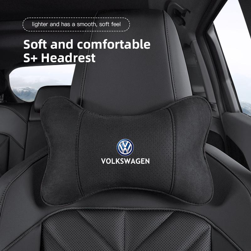 Car Seat Headrest Soft Suede Neck Pillow For VW Golf Amarok T5 Phaeton GTI Teramont Passat b6 Car Interior Aaccessories keychain CU7