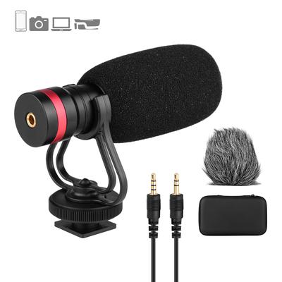 Cardioïde directionele condensatormicrofoon met anti-schokmontage 3,5 mm TRS en TRRS audio-uitgang
