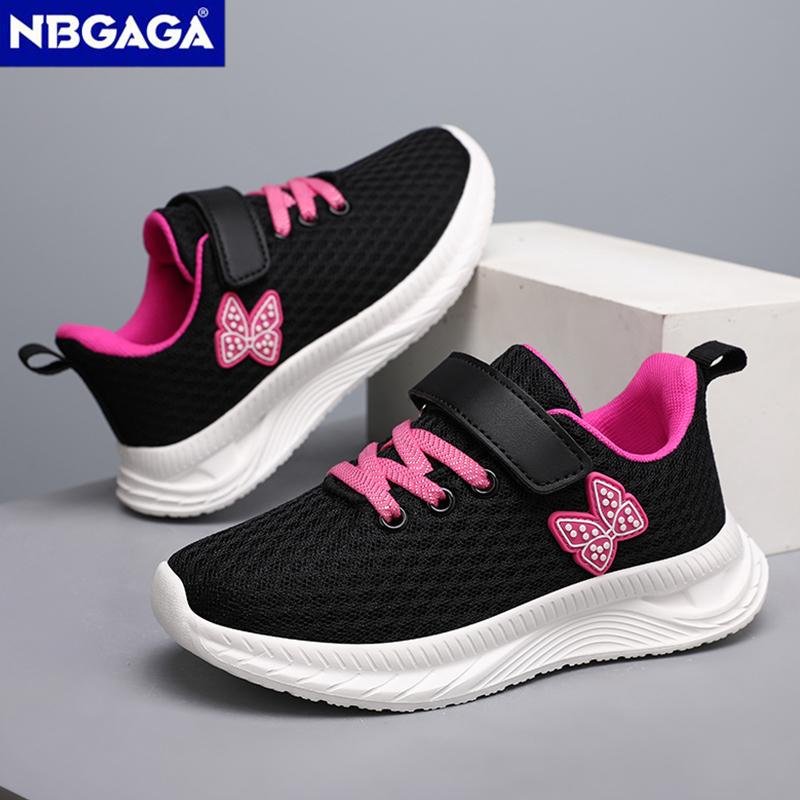 Summer Kids Casual Black Girls Mesh Breathable Shoes Fashion For 7-15y Lightweight Sport Student's Children Sports Walking Shoe
