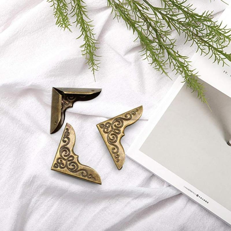 For 36 Pcs Vintage Bronze Book Corner Protectors 30 X 30 Mm Corner for Folders Book Scrapbooking Menus Albums File Decoration