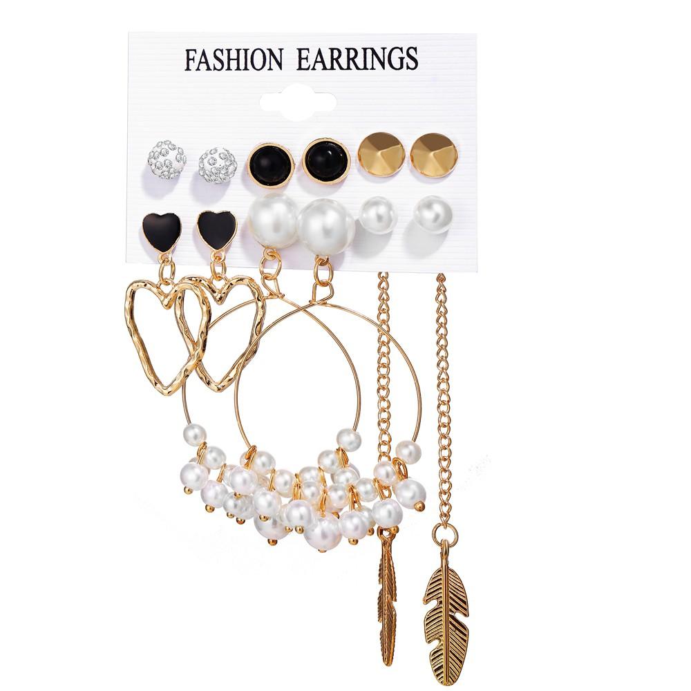 IF ME Retro Butterfly Tassel Pearl Earrings Set Elegant Gold Earring Women Fashion Jewelry Accessories