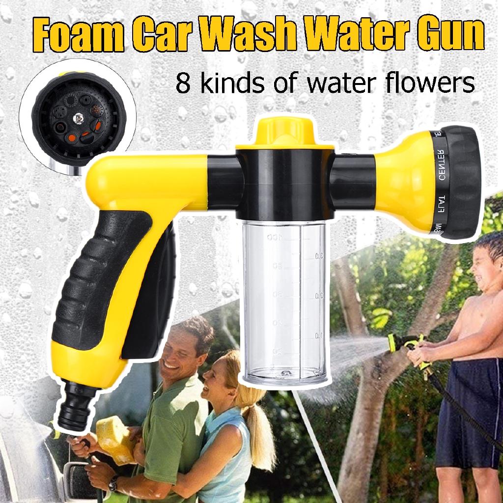 Multifunction 8 In 1 Jet Spray Soap Dispenser Hose Nozzle High Pressure Car Wash Cleaning Tool Garden Watering