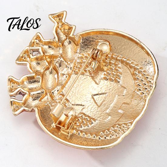 Halloween Clothing Accessory Pumpkin Candy Bowl Brooch, Rhinestone Women Accessories Holder Lapel Pin, Costume Jewelry Sparkling Pin