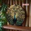 Vintage Blue Gold Peacock Metal Wall Art Decor for Cafe Home