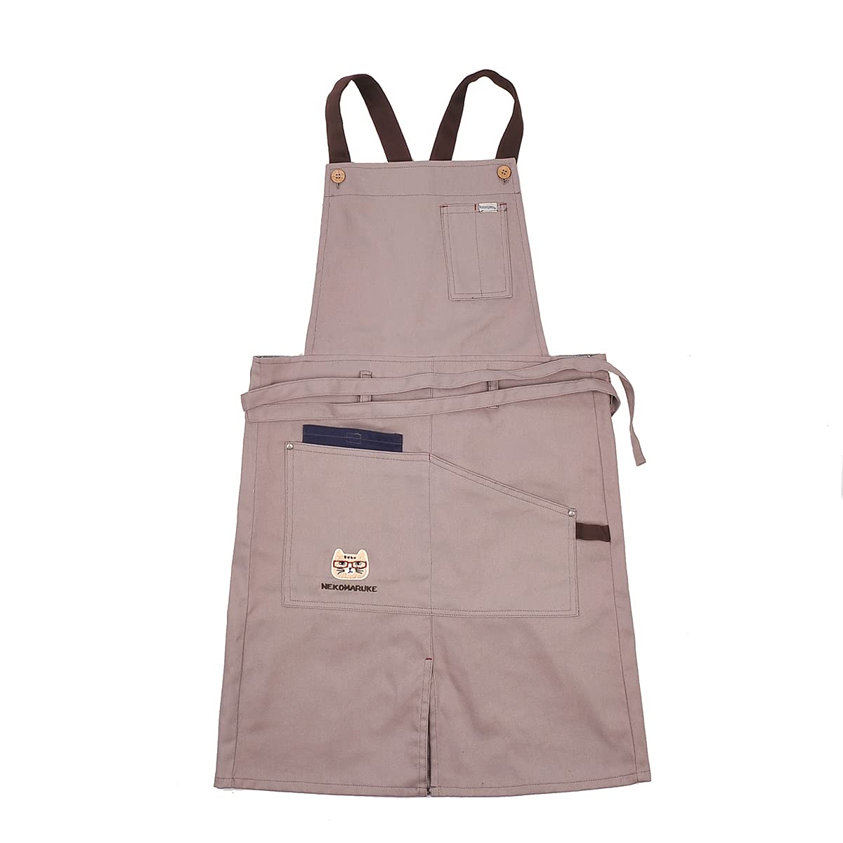 

Маэкакэдо Нэкодзава Кацураги материал фартук GY с завязками спереди серый