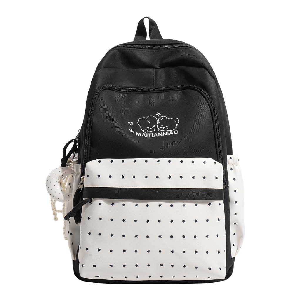 Schoolbag new Japanese ins high value fresh and sweet polka dot backpack junior high school students lightweight large capacity backpack