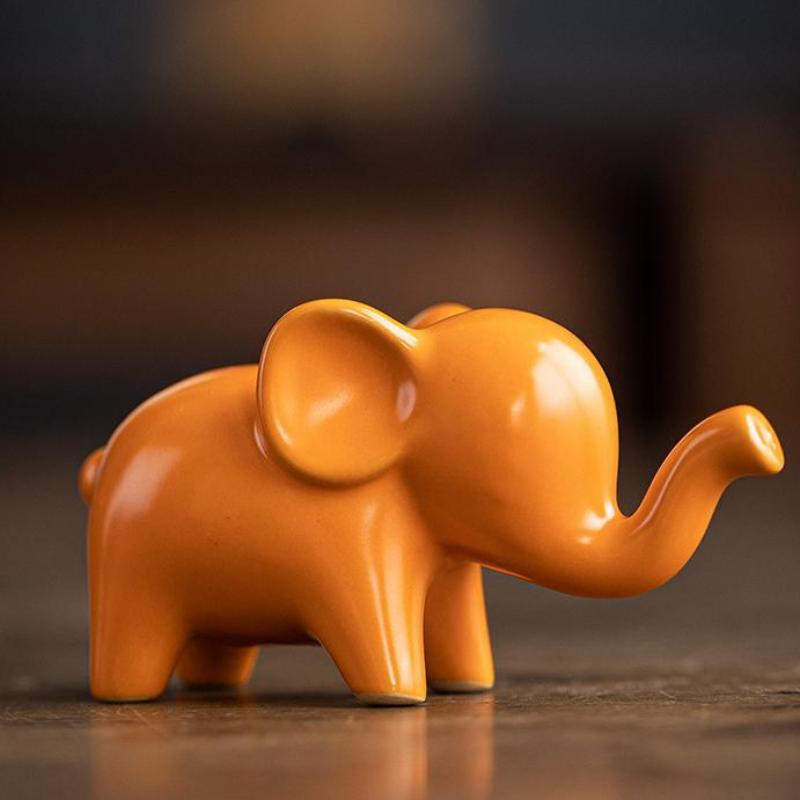 Elephant Ceramics Crafts Figurines, Modern Art Ornaments, Animal Feng Shui, Home Interior, Office Decor Accessories