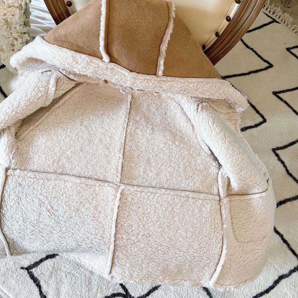 Retro Suede Lamb Wool Winter Coat for Babies - Unisex, Thick, Warm Korean Style
