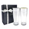 Lara Christie Platinum and Gold Rimmed Solitaire Beer Glasses, 410ml, Pair, LH-84-0004P-S